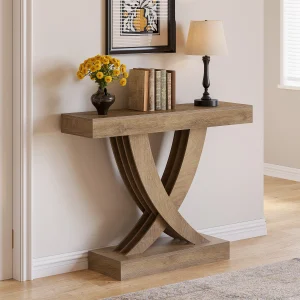 Rustic Brown Entryway Table with X-Frame