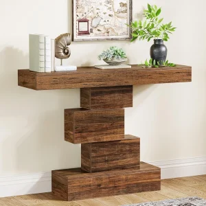 42.5" Farmhouse Console Table with Geometric Base