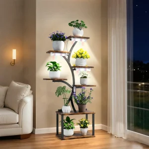 7 Tier Tree Shaped Metal Holder with Lights